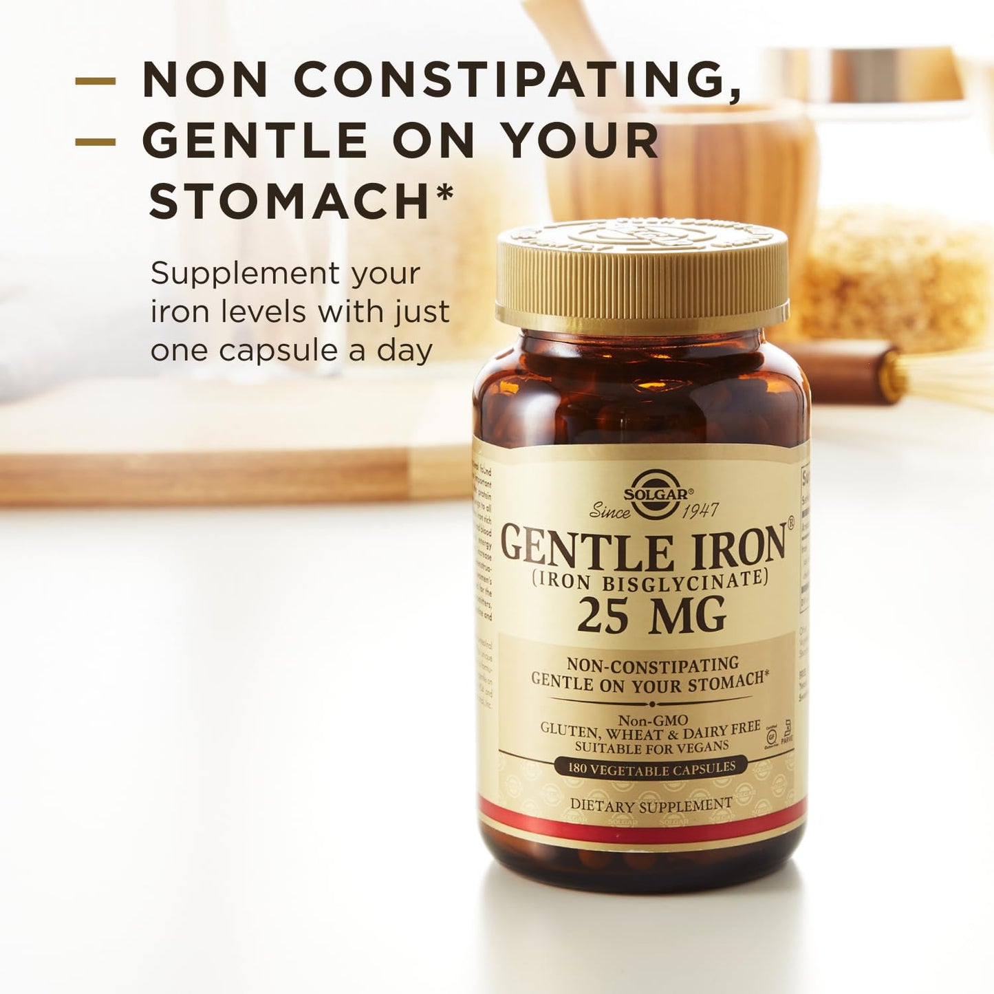 Solgar Gentle Iron 25mg, 90 Vegetable Capsules - Gentle on Stomach