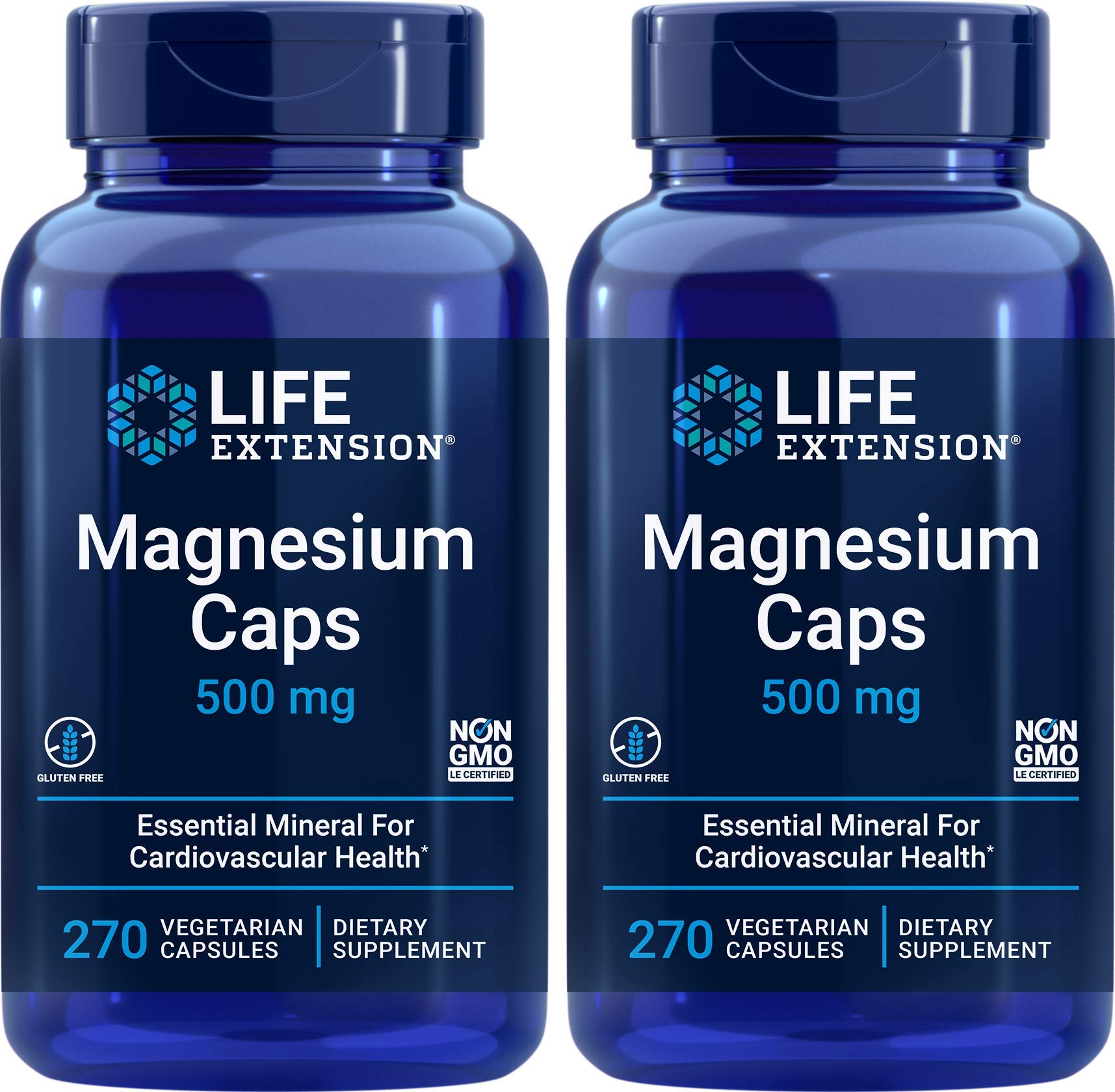 Life Extension Magnesium Caps 500mg, 270 Vegetarian Capsules (Pack of 2)