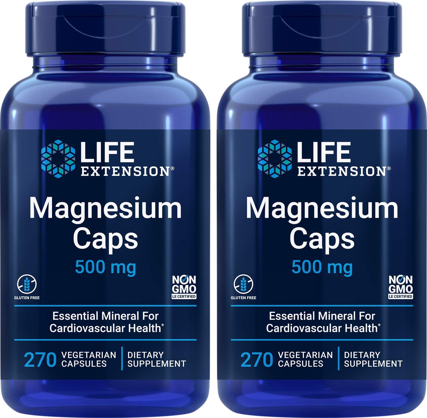 Life Extension Magnesium Caps 500mg, 270 Vegetarian Capsules (Pack of 2)