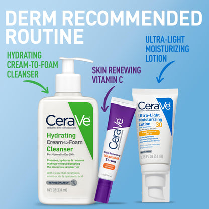 CeraVe Ultra-Light Moisturizing Lotion SPF 30, Sunscreen for Face, 1.7oz