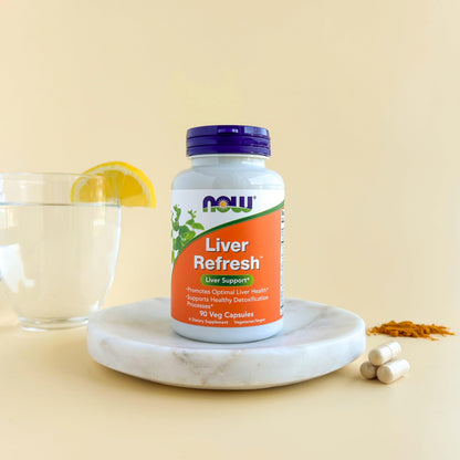 NOW Foods Supplements, Liver Refresh™ with Milk Thistle Extract and unique Herb-Enzyme blend, 90 Veg Capsules