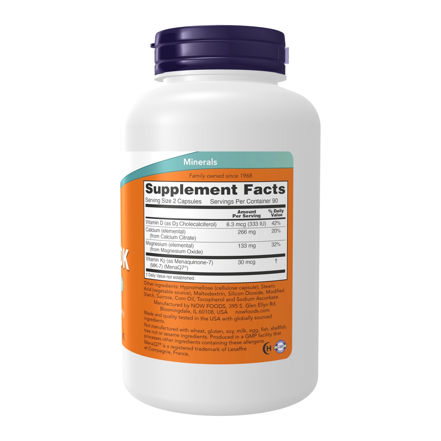 NOW Foods Supplements, Cal-Mag DK with Vitamin D-3 and Vitamin K-2, Supports Bone Health*, 180 Capsules