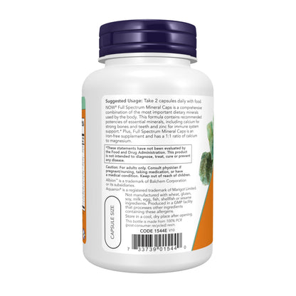 NOW Supplements, Full Spectrum Mineral Caps, Multi Mineral Formula, 120 Veg Capsules