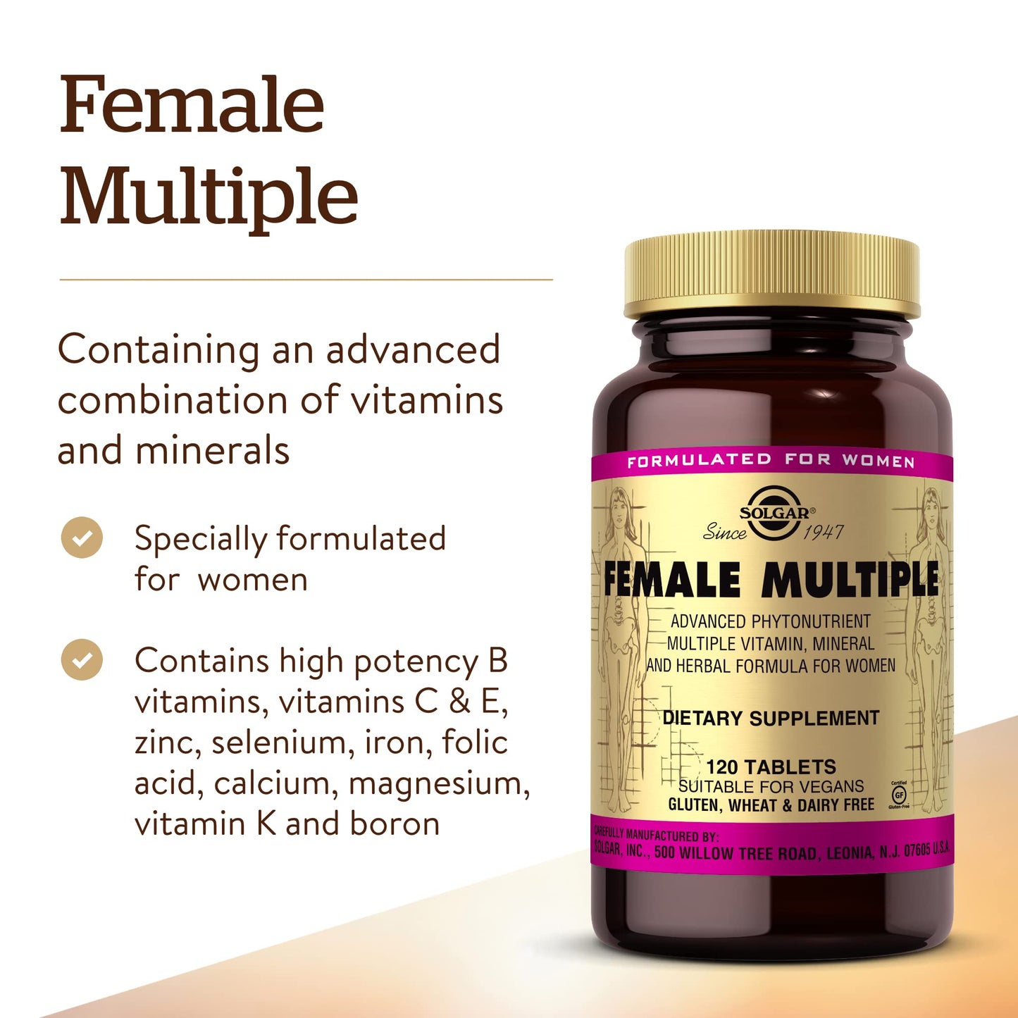 Solgar Female Multiple, 120 Tablets, Multivitamin, Mineral & Herbal Formula