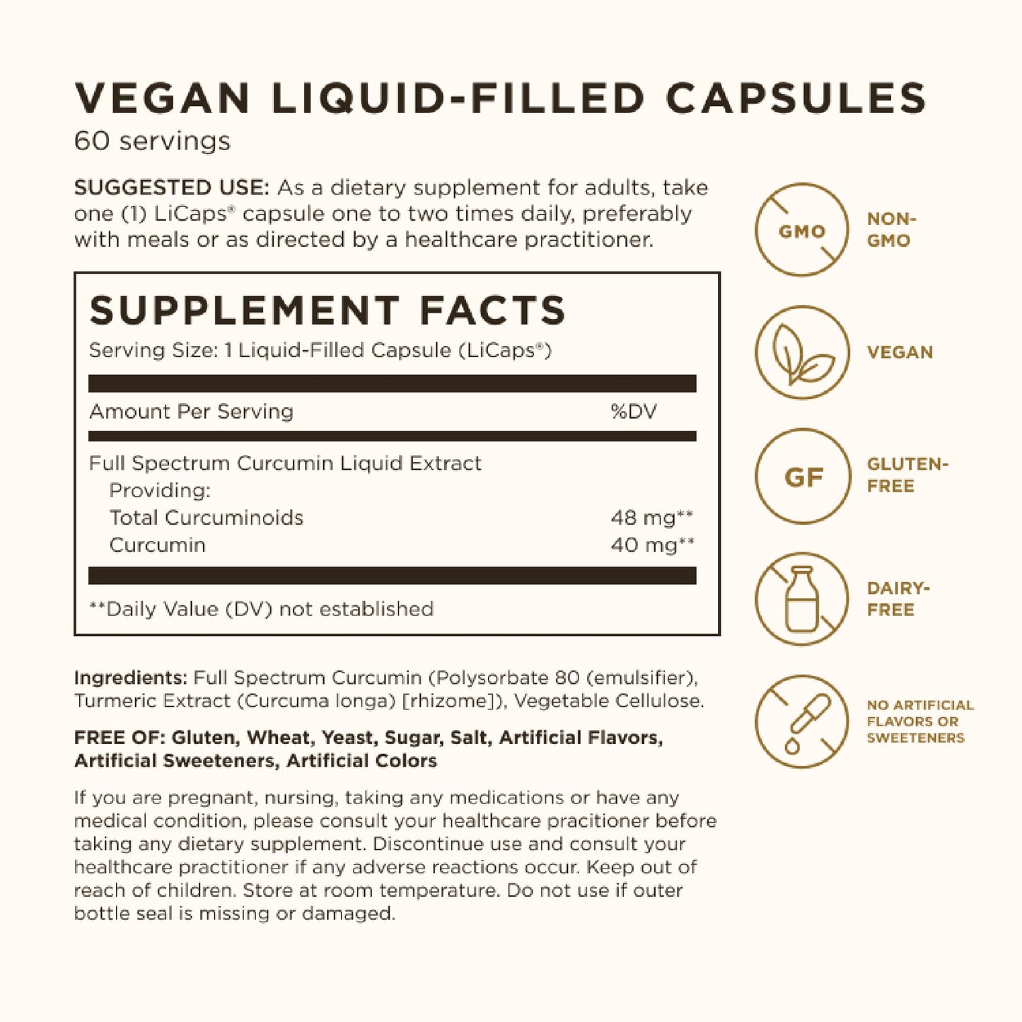 Solgar Full Spectrum Curcumin - 60 LiCaps - Superior Absorption - Brain, Joint & Immune Health - Non-GMO, Vegan, Gluten Free, Dairy Free - 60 Servings