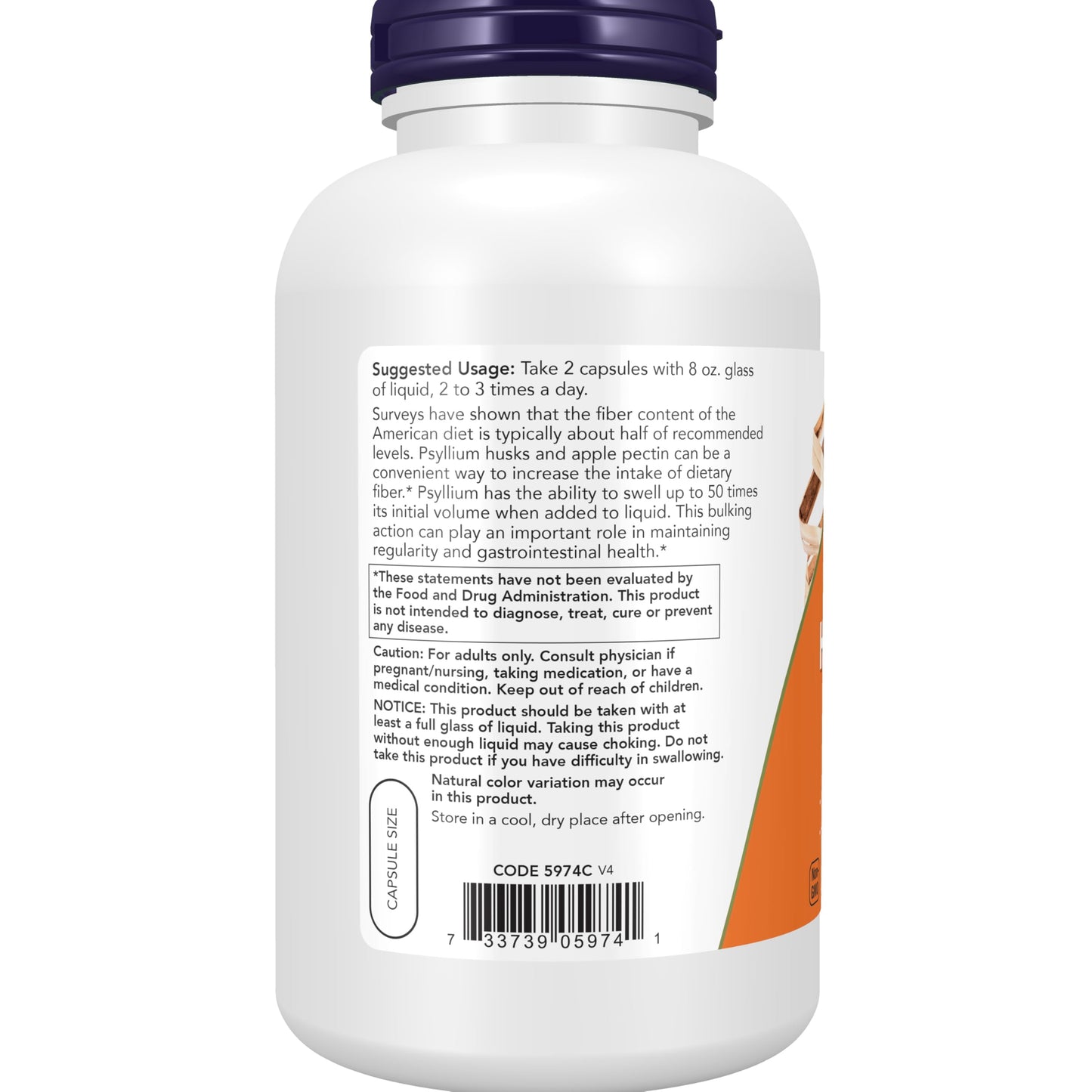 NOW Foods Supplements, Psyllium Husk Caps 700 mg with 50 mg of Apple Pectin, Intestinal Health*, 360 Veg Capsules