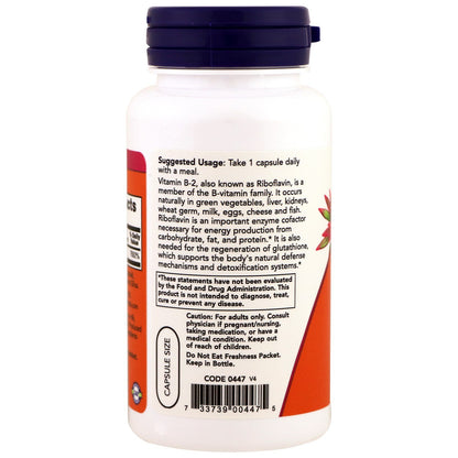 NOW Vitamin B-2 (riboflavin) 100mg, 100 Capsules (Pack of 3)