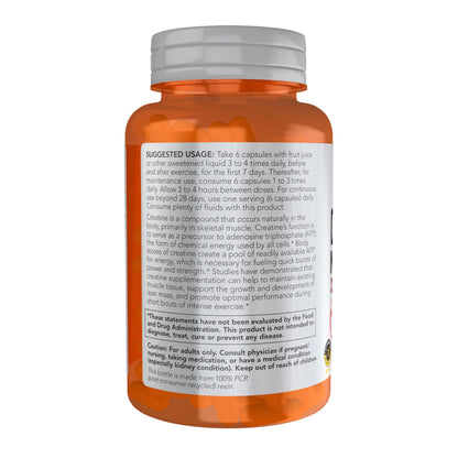 NOW Foods Sports Nutrition, Creatine Monohydrate 750 mg, Mass Building*/Energy Production*, 120 Veg Capsules