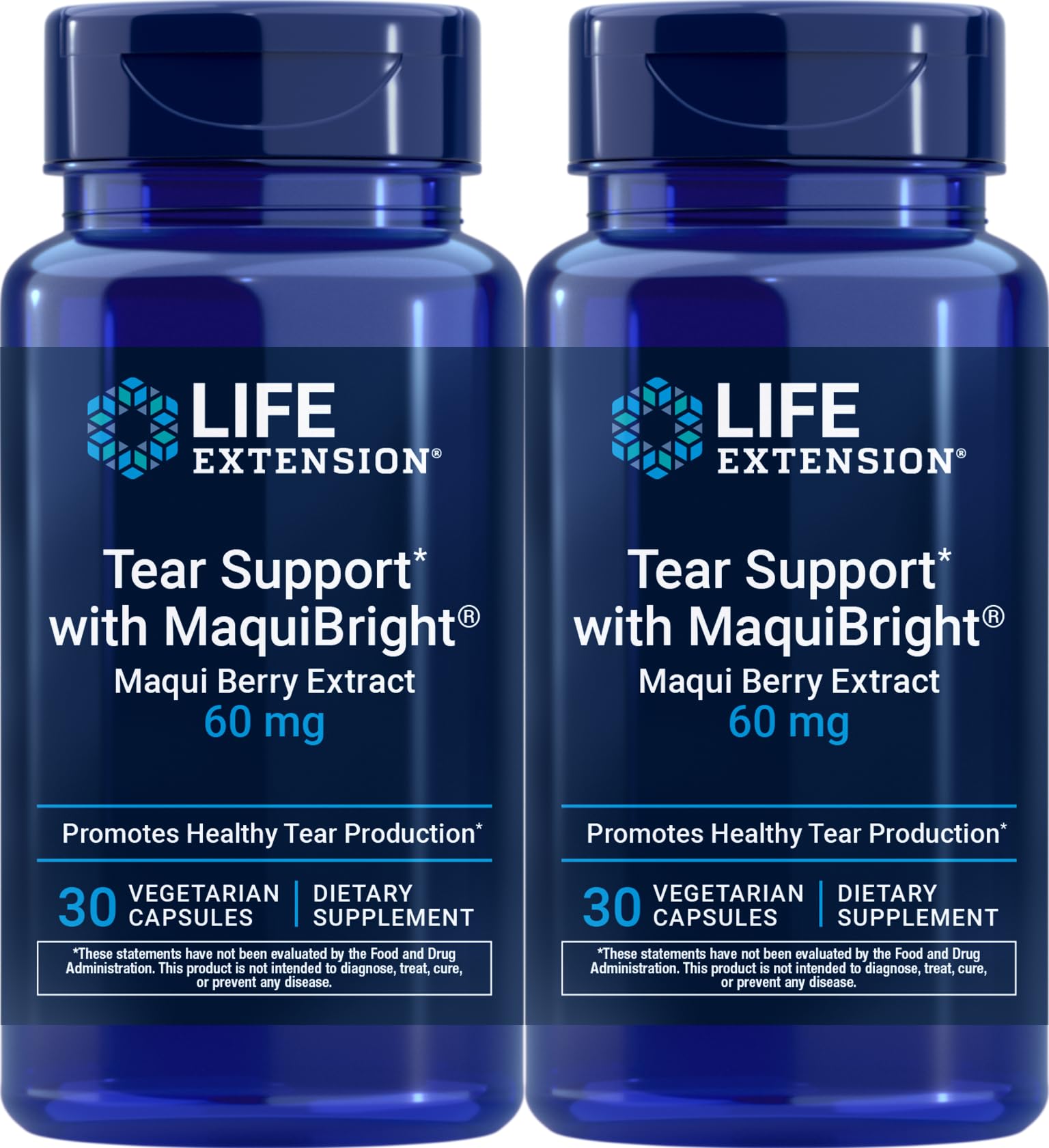 Life Extension Tear Support with MaquiBright 60 mg, 30 Vegetarian Capsules (Pack of 2)