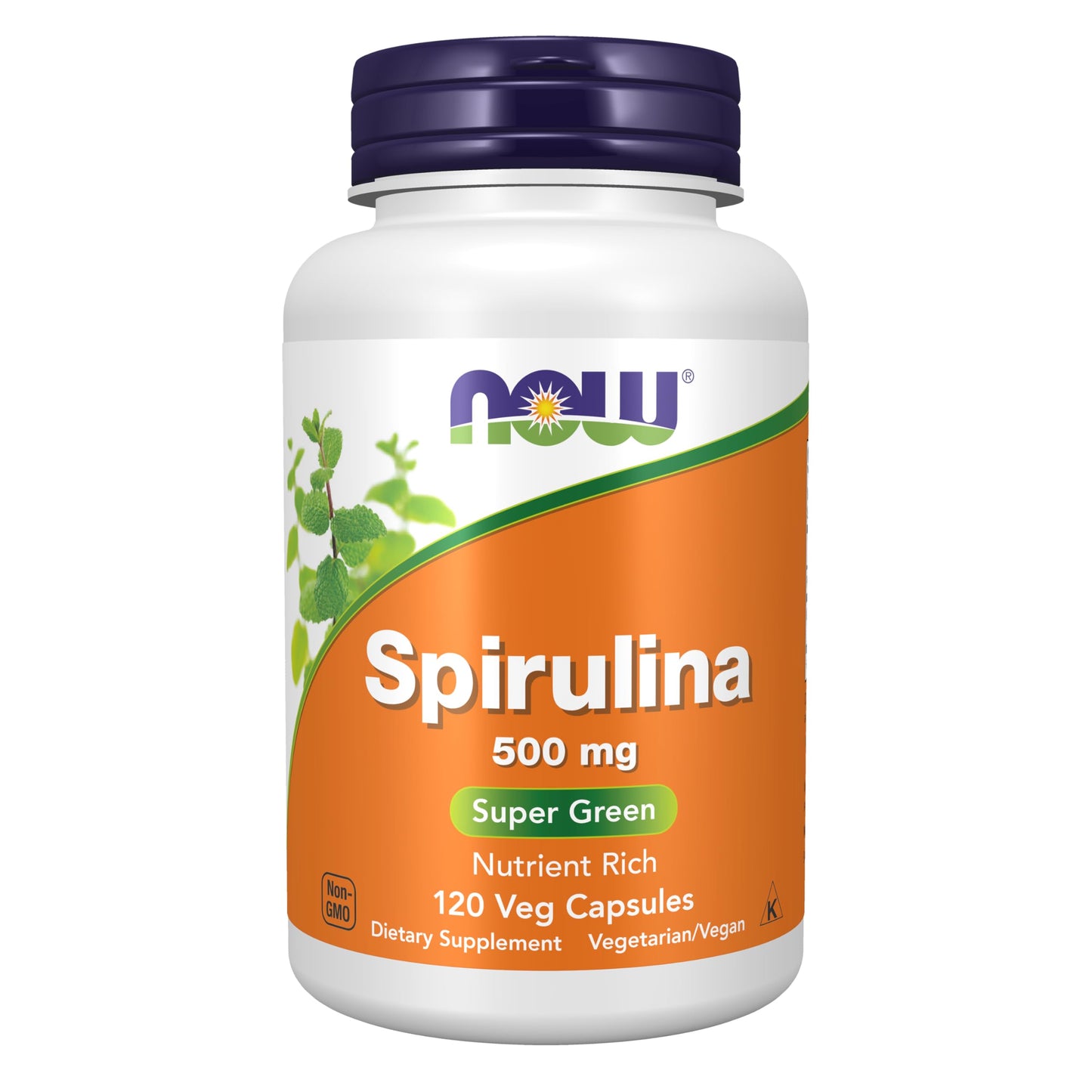 NOW Foods Supplements, Natural Spirulina 500 mg with Beta-Carotene (Vitamin A) and Vitamin B-12, and naturally occurring Protein and GLA (Gamma Linolenic Acid), 120 Veg Capsules