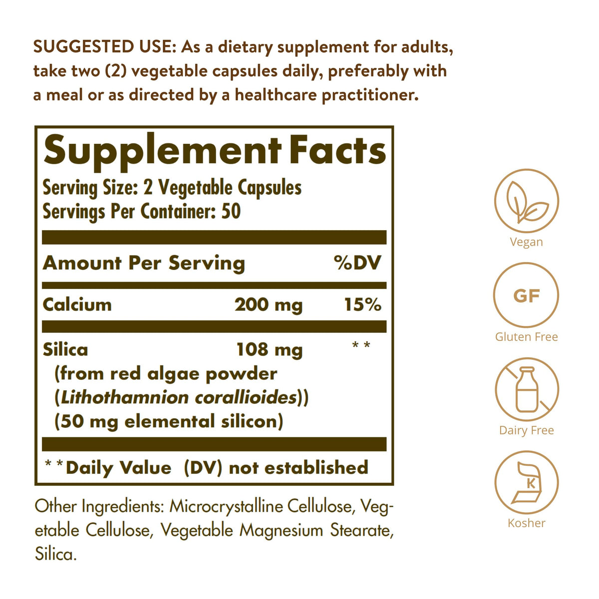 Solgar Oceanic Silica from Red Algae 25 mg, 100 Vegetable Capsules