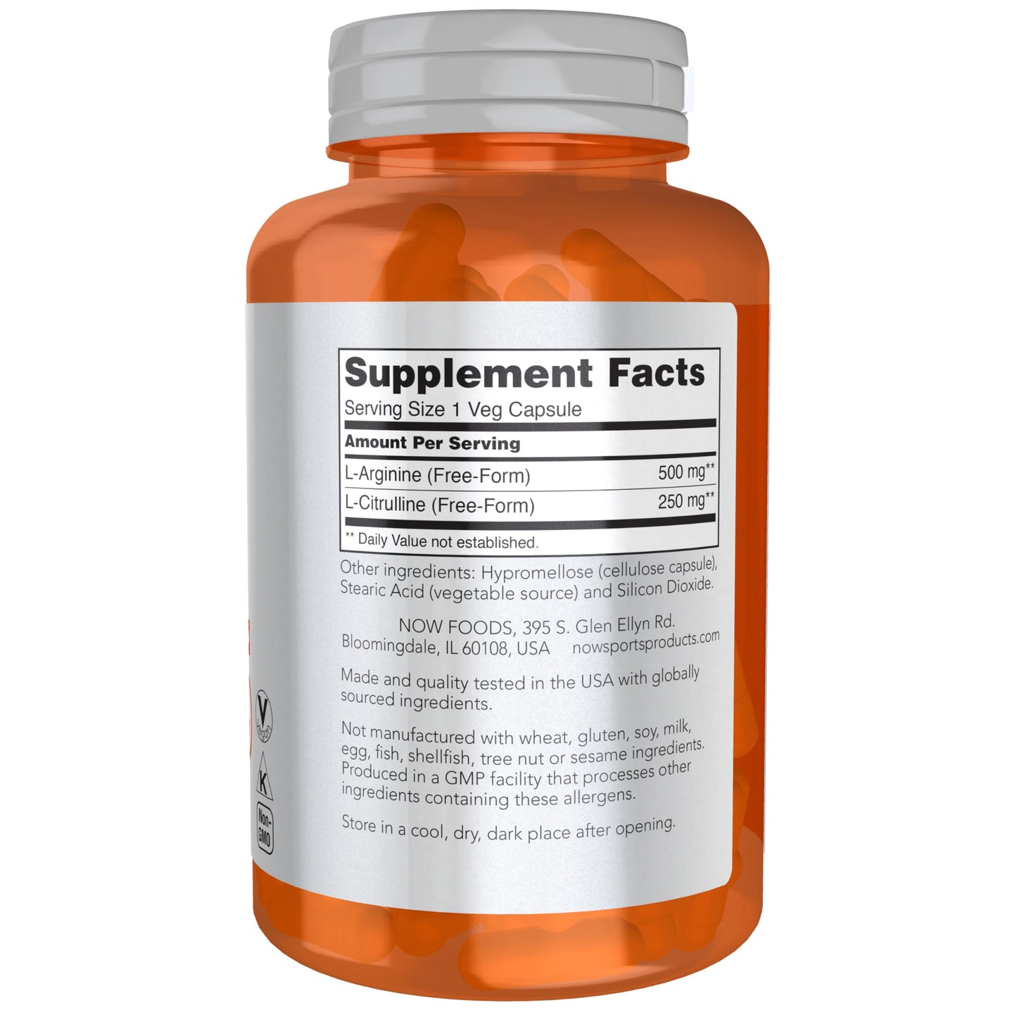 NOW Sports, Arginine & Citrulline 500 mg/ 250 mg, Amino Acids, 120 Veg Caps