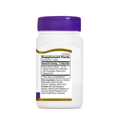21st Century Papaya Enzyme Chewables for Digestion, Tropical, 100 Count