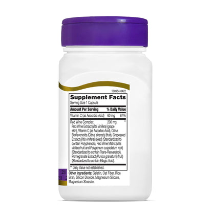 21st Century Resveratrol Red Wine Extract Capsules, Antioxidant, 90ct