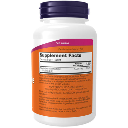 Now Foods Supplements, Niacinamide (Vitamin B-3) 1000 mg, Energy Production*, 90 Tablets, White, Off-White