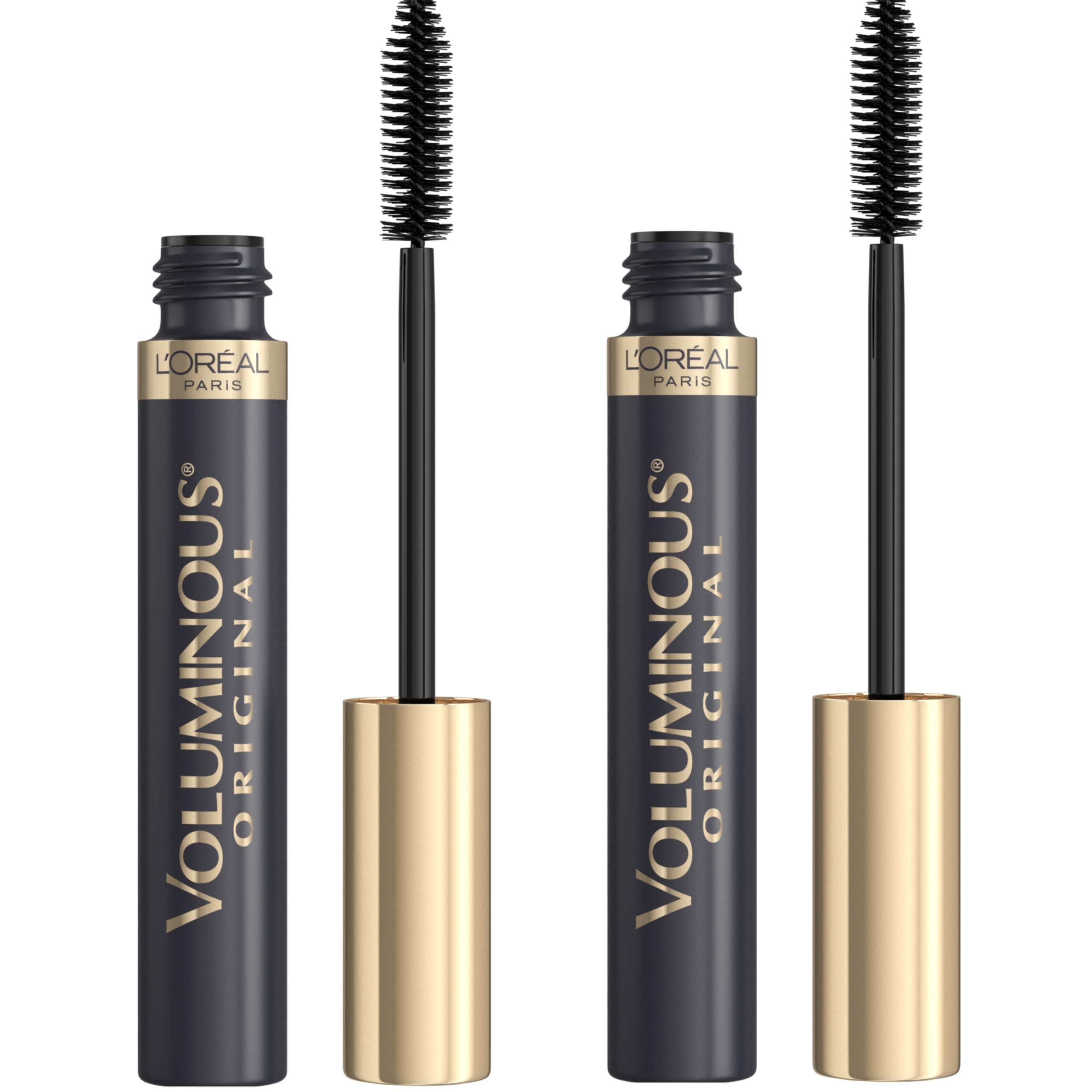 L’Oreal Paris Original Voluminous Mascara, Building Mascara Volume and Length Formula, Washable, Black Brown, 0.26 Fl Oz., 2 Count
