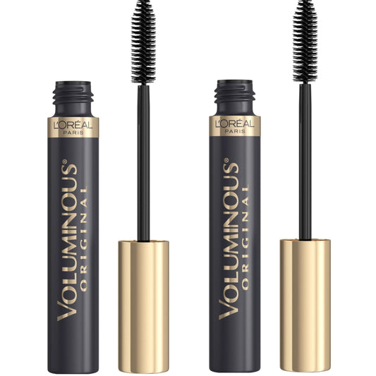 L’Oreal Paris Original Voluminous Mascara, Building Mascara Volume and Length Formula, Washable, Black Brown, 0.26 Fl Oz., 2 Count