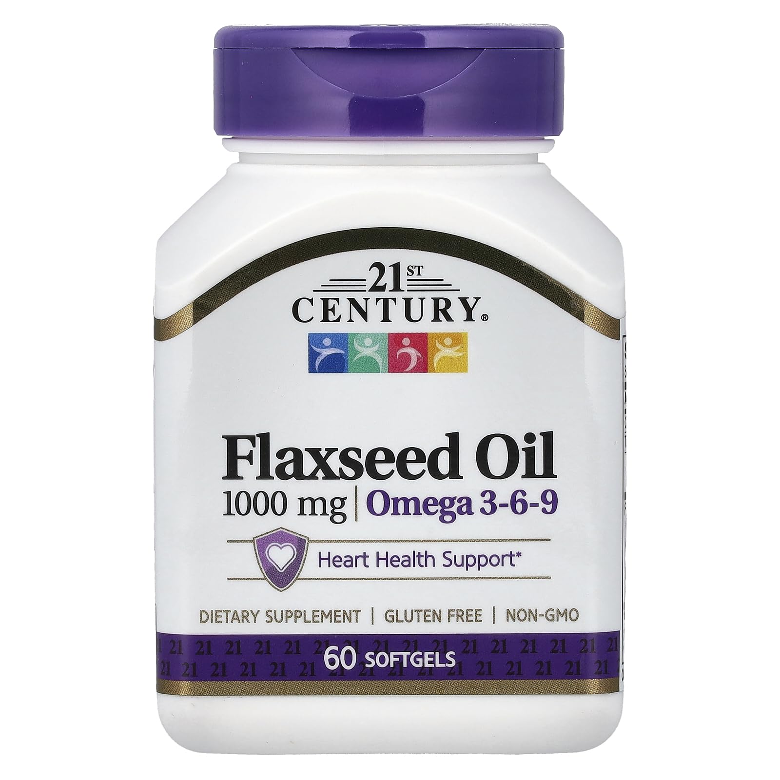 21st Century Flaxseed Oil 1000mg Softgels, Plant Omega-3, 60 Count