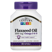 21st Century Flaxseed Oil 1000mg Softgels, Plant Omega-3, 60 Count