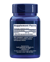 Life Extension Ascorbyl Palmitate 500mg – Fat-Soluble Vitamin C Supplement for Immune Support and Longevity – Water-Soluble Gluten-Free, Non-GMO, Vegetarian – 100 Capsules