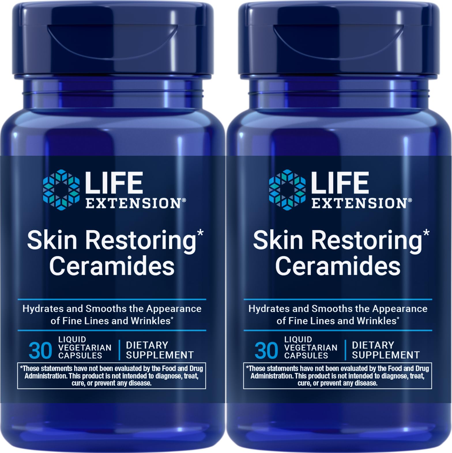Life Extension Skin Restoring Ceramides, 30 Liquid Vegetarian Capsules (Pack of 2)
