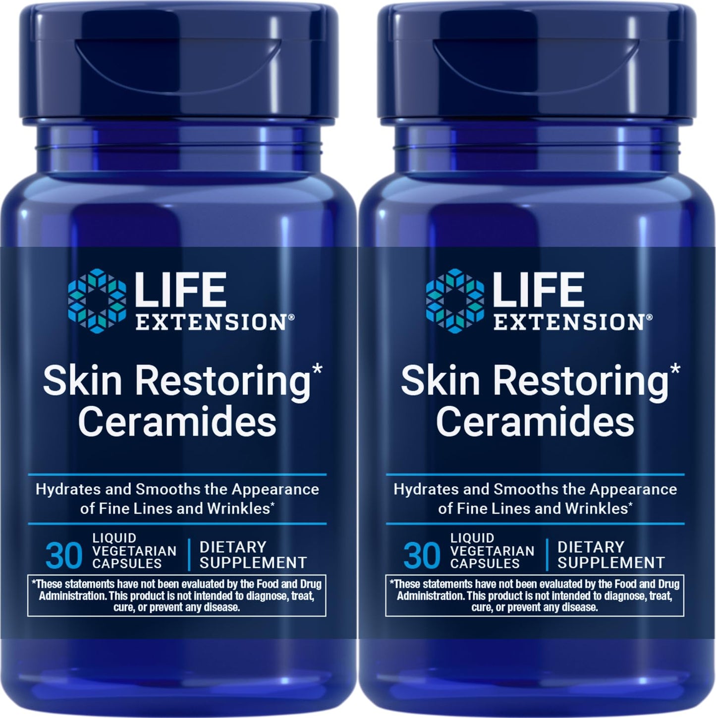 Life Extension Skin Restoring Ceramides, 30 Liquid Vegetarian Capsules (Pack of 2)