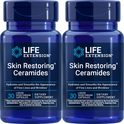 Life Extension Skin Restoring Ceramides, 30 Liquid Vegetarian Capsules (Pack of 2)