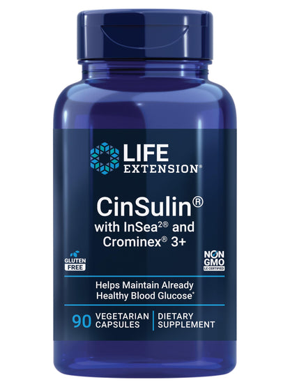Life Extension CinSulin with InSea2 and Crominex 3+, 90 Capsules