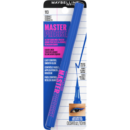 MAYBELLINE Master Precise All Day Liquid Eyeliner, Waterproof Eyeliner Makeup for up to 30HR Wear, Cobalt Blue, 1 Count