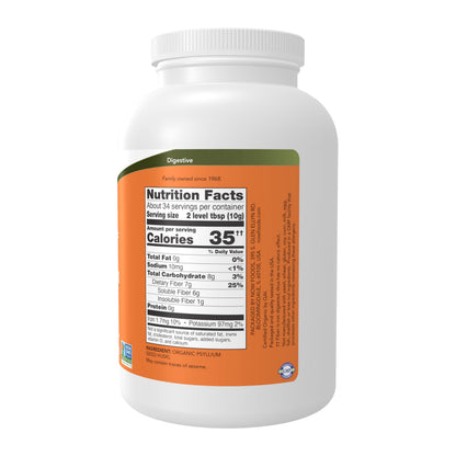 NOW Foods Supplements, Whole Psyllium Husks, Certified Organic, Non-GMO Project Verified, Soluble Fiber, 12-Ounce