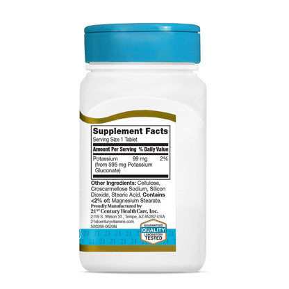 21st Century Potassium Gluconate, 595 mg, 110 Tablets