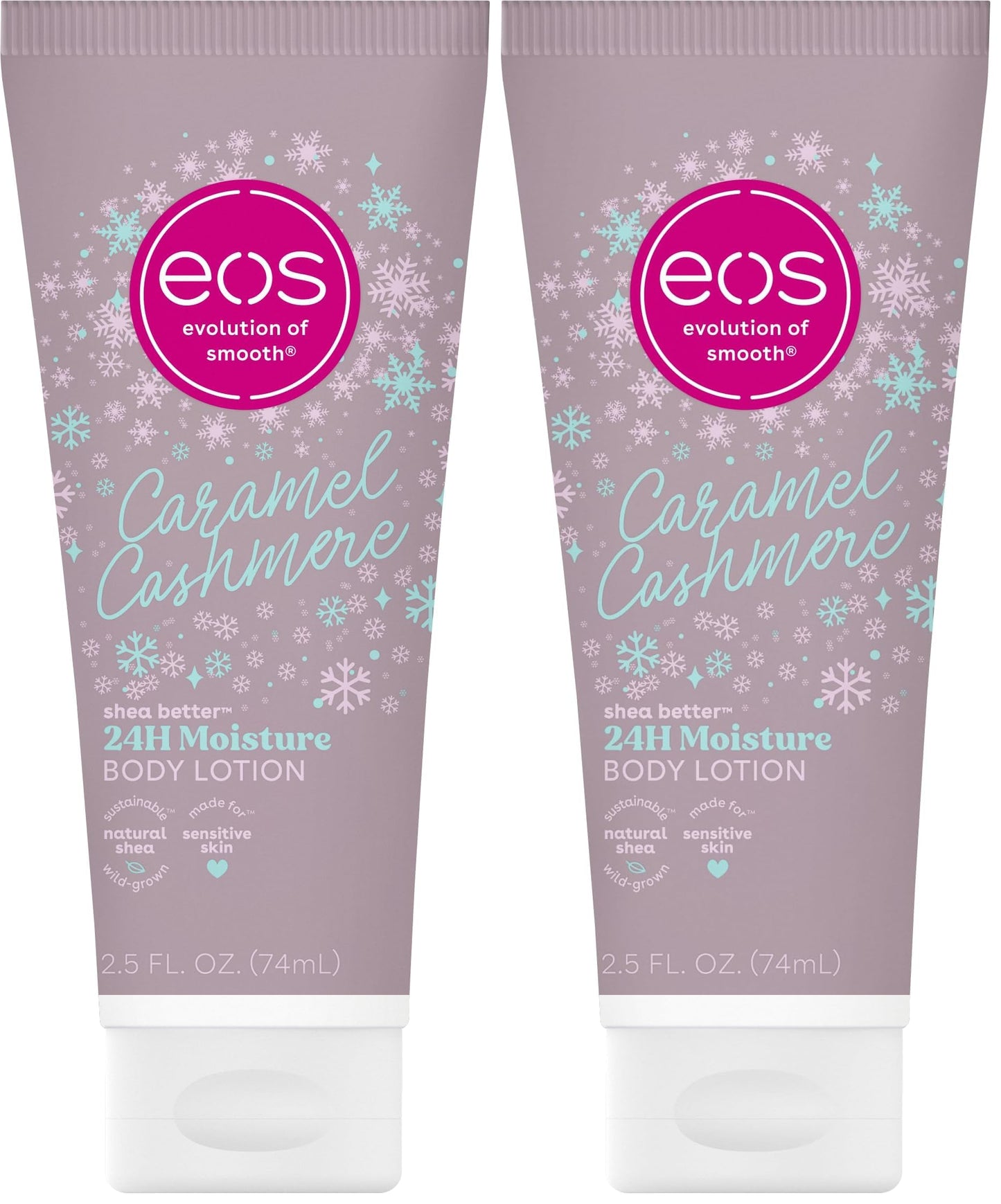 eos Shea Better Travel Size Body Lotion, Caramel Cashmere, Holiday, Limited Edition Skin Care, 24-Hour Moisture, Body Lotion for Women, travel size toiletries, Vegan, 2.5 fl oz