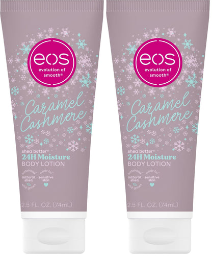 eos Shea Better Travel Size Body Lotion, Caramel Cashmere, Holiday, Limited Edition Skin Care, 24-Hour Moisture, Body Lotion for Women, travel size toiletries, Vegan, 2.5 fl oz