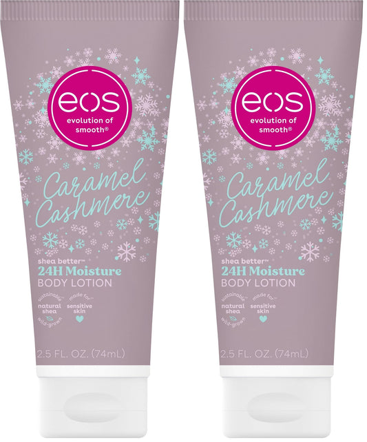 eos Shea Better Travel Size Body Lotion, Caramel Cashmere, Holiday, Limited Edition Skin Care, 24-Hour Moisture, Body Lotion for Women, travel size toiletries, Vegan, 2.5 fl oz