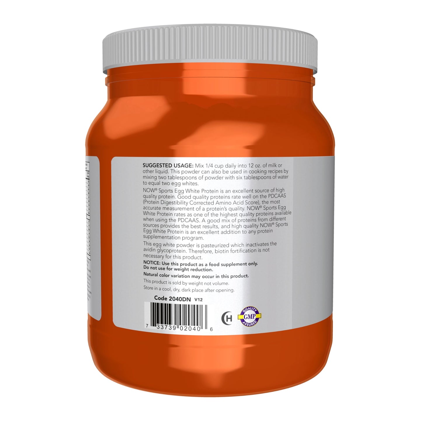 NOW Foods Sports Nutrition, Egg White Protein, 16 g With BCAAs, Unflavored Powder, 1.2-Pound