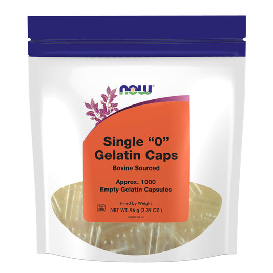 NOW Foods Supplements, Empty Gelatin Capsules, Single "0", Bovine Sourced, Filled by Weight, 1,000 Gel Capsules