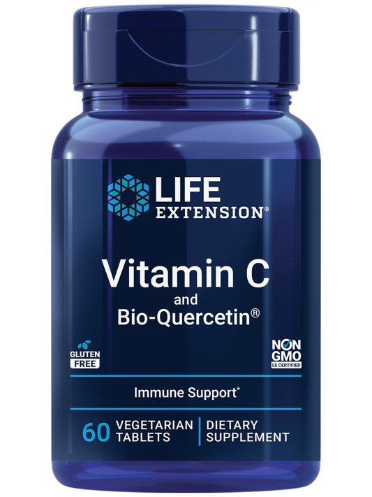Life Extension Vitamin C and Bio-Quercetin®, Cardiovascular Health Supplement, Immune Support, Highly absorbable, quercetin, Vitamin C, Gluten Free, Non-GMO, Vegetarian, 60 Tablets