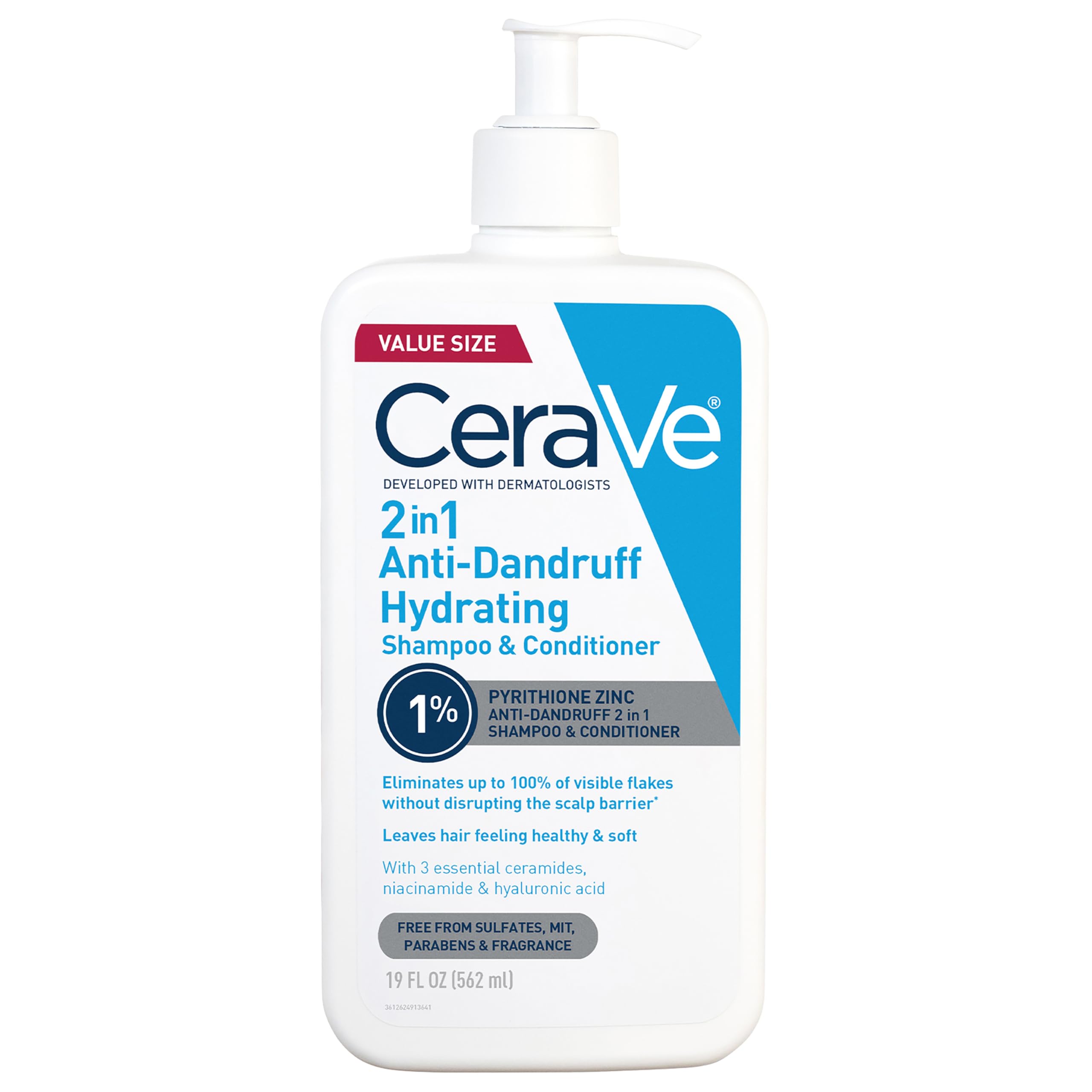 CeraVe 2 In 1 Hydrating Anti Dandruff Shampoo And Conditioner, 19 Fl Oz