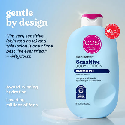 eos Shea Better Sensitive Skin Body Lotion- Fragrance Free, 48HR Moisture, 16 fl oz