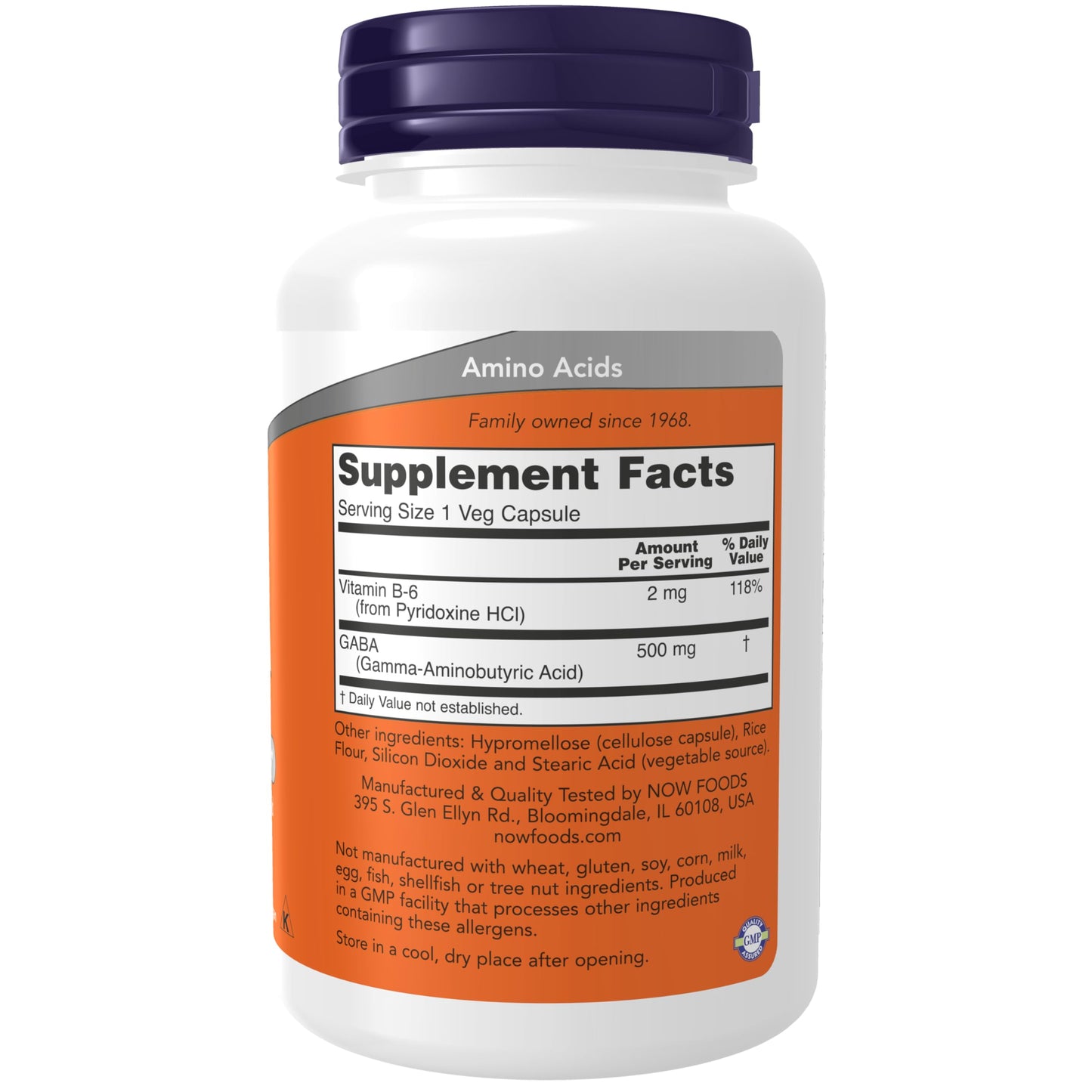 NOW Gaba 500mg, 100 Veg Capsules