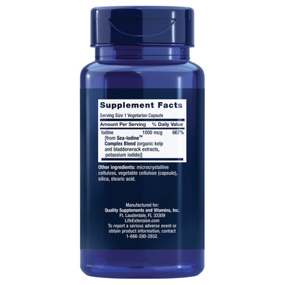 Life Extension Taurine 1000mg and Sea-Iodine 60 Capsules Supplement Bundle