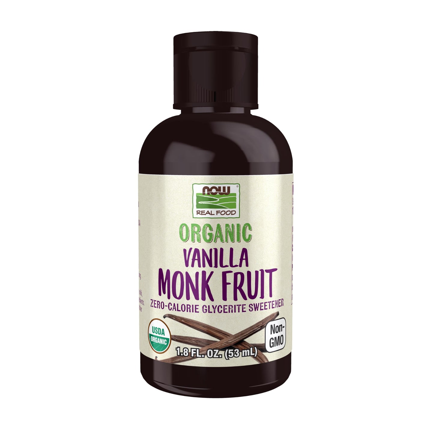 NOW Foods, Organic Liquid Monk Fruit, Vanilla, Zero-Calorie Sweetener, 1.8-Ounce