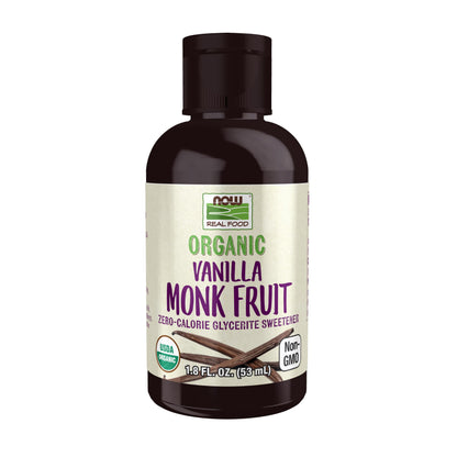 NOW Foods, Organic Liquid Monk Fruit, Vanilla, Zero-Calorie Sweetener, 1.8-Ounce