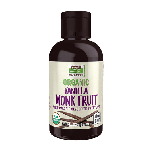 NOW Foods, Organic Liquid Monk Fruit, Vanilla, Zero-Calorie Sweetener, 1.8-Ounce