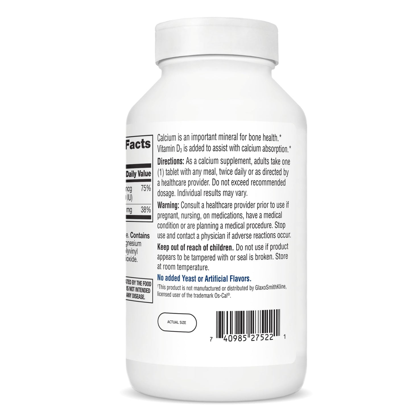 21st Century Calcium 500 Plus Extra D3 Caplets, Bone Health, 400 Count