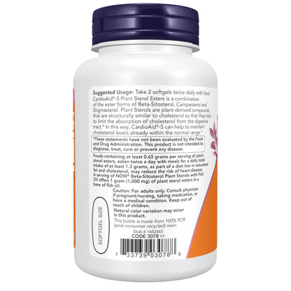 NOW Foods Supplements, Beta-Sitosterol Plant Sterols with CardioAid®-S Plant Sterol Esters and Added Fish Oil, 90 Softgels