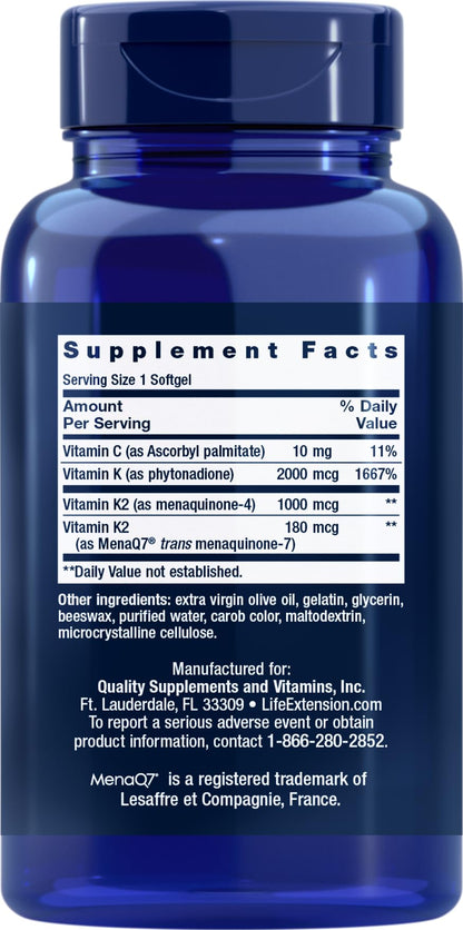 Life Extension Super K, 150 Softgels, with Vitamin K1 and K2 - MK4 & MK7