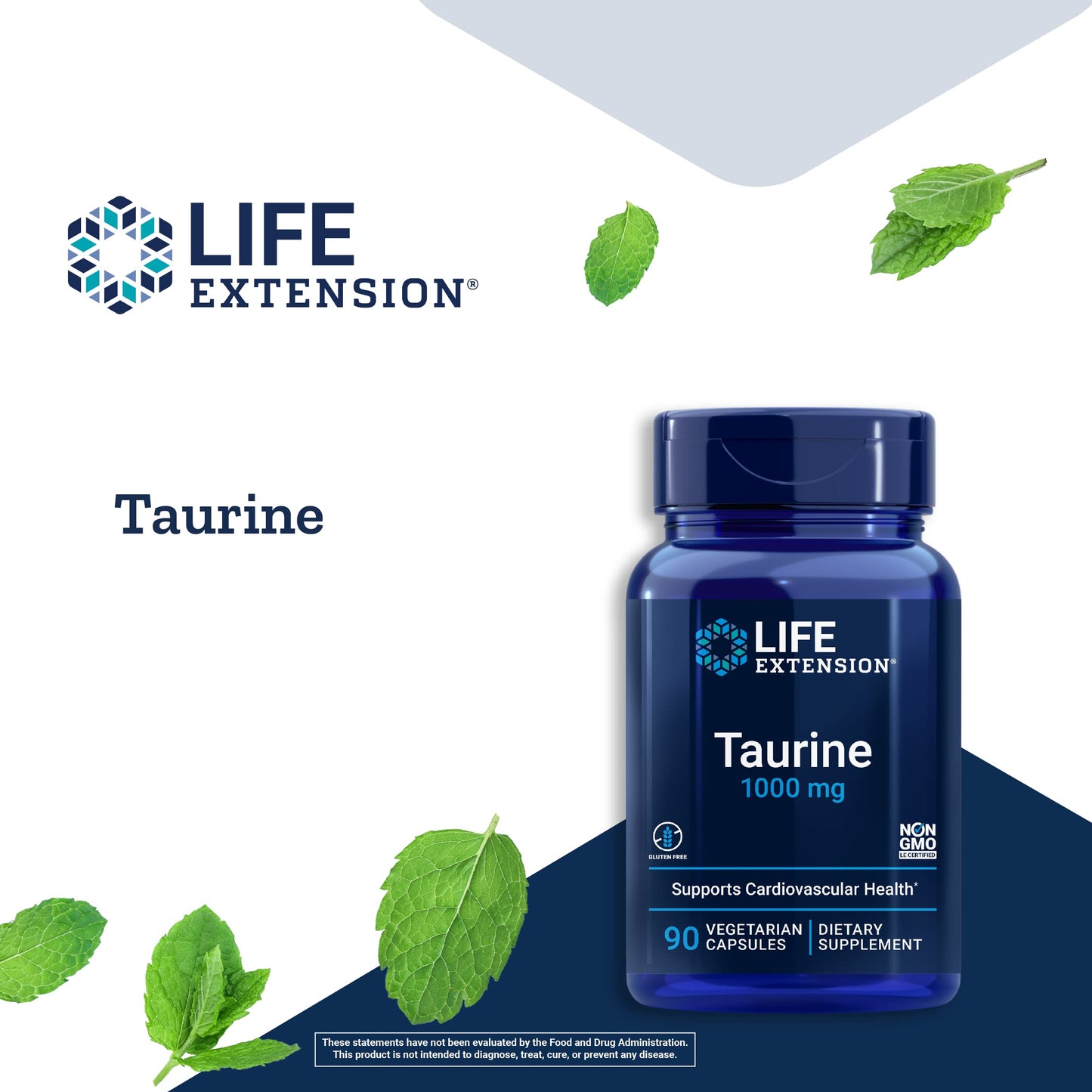 Life Extension Taurine 1000mg and Sea-Iodine 60 Capsules Supplement Bundle