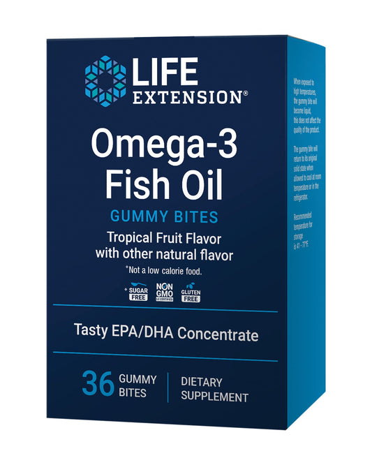 Life Extension Omega-3 Fish Oil Gummy Bites, EPA DHA, 36 Gummy Bites