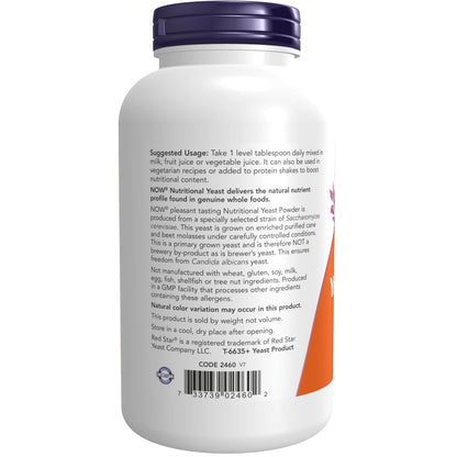 NOW Supplements, Nutritional Yeast Powder Fortified with Additional B-Vitamins, 10-Ounce